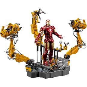 Ironman MK4 Suit-up Gantry,7 Inch Action Figure,Collectible Ironman Scence,Light with Platform
