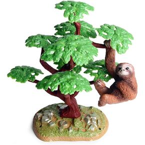 Sloth Figure Sloth Figurine Sloth Model Sloth on Tree Figurine Realistic Animal Figurines Desktop Decor, Set of 2