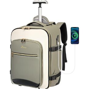 Carry On Backpack with Wheels for Adults, Airline Approved Rolling Backpack for Women, Foldable Bottom Travel Laptop Backpack