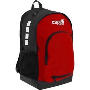 Capelli Sport 19 Inch Laptop Backpack, Gym Travel Bag with Computer Sleeve, Black/Red