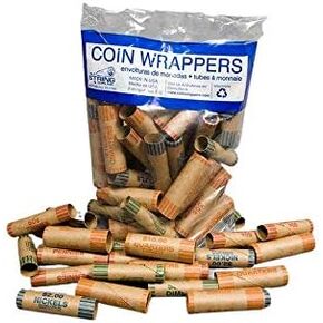N. F. String & Son Crimped End Preformed Coin Wrappers Bagged 36 Count Assorted