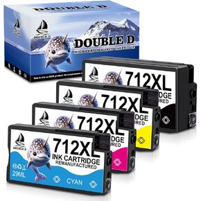712XL Remanufactured Ink Cartridges (80-ML BK, 29-ML C/M/Y, 4 Pack) Replacement for HP 712 712XL for DesignJet T650 T630 T230 T210 Studio Plotter Printer