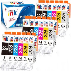 Compatible 225 226 Ink Cartridges Replacement for Canon PGI-225 CLI-226 for Pixma MG6120 MG6220 MG5220 MG5320 MG8120 MG8220 MX712 MX882 Printer ((3PGBK+3BK+3C+3M+3Y+3GY) 18-Pack