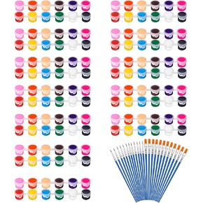 20 Pack 280 Pcs Mini Acrylic Paint Set with Brushes for Kids Adults Craft Paint, 12 Colors Washable Acrylic Paint Strips for Home Classroom Birthday Party DIY Favors