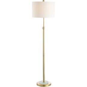 SAFAVIEH FLL4051A Lighting Pierson Adjustable Brass Gold and Frost White (LED Bulb Included) Floor Lamp