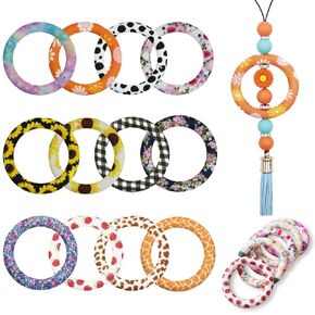 APCGSM 20Pcs Silicone Beadable O Rings 65mm Round Silicone Bead Loop with 2 Hole, Focal Frames Silicone Pendant for DIY Keychain Necklace Making Jewelry Hanging Ornaments Car Charm