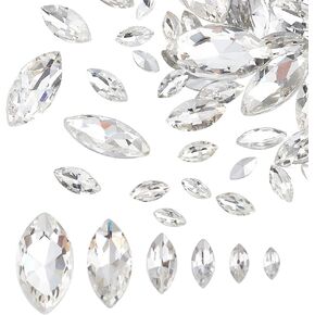 FINGERINSPIRE 94 Pcs Pointed Back Rhinestone 6 Sizes Glass Rhinestones Gems Clear Horse Eye Jewels Embelishments with Silver Plated Back Crystals Stones for Craft Decor Jewelry Making