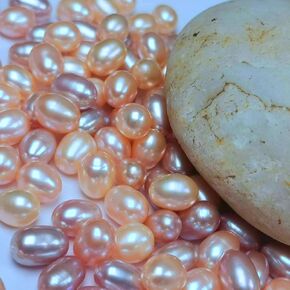 50 PCS حبات لؤلؤة المياه العذبة للمجوهرات صنع AAA 6-7 مم طبيعي حقيقي حقيقي لؤلؤة لؤلؤة مثقبة بيضاوية مثقبة بيضاوي الهدية الحرف الأحجار الكريمة الهدية للنساء ، هدايا DIY ، ثقب 0.8 ملم.