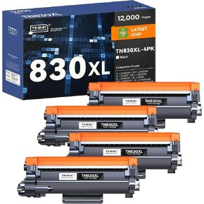 TN830XL Toner Cartridges Replacement for Brother TN 830XL TN830 TN830 XL Toner Work for Brother HL-L2460DW DCP-L2640DW HL-L2405W MFC-L2820DW HL-L2480DW HL-L2400D Printer 4PK (High Yield)