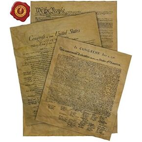 Documents of Freedom Bundle. Declaration of Independence, United States Constitution and the Bill of Rights. Reduced in size for ease in framing.