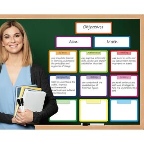 12 PCS Magnets Write Wipe Organization Chart Classroom Magnetic Dry Erase Label Labour Abougtives Board مع 3 علامات للكتابة لمستلزمات تدريس الطالب بالأبيض المغناطيسي