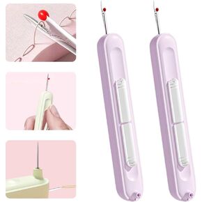 2 in 1 Needle Threader Seam Ripper, 2025 Plug-in Purple Needle Threader, Thread Remover Tool for Hand Sewing, Knitting, Cross Stitch, Embroidery and Thread Removal (2PCS)