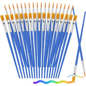 Small Paint Brushes Bulk, 88 pcs Nylon Hair Brushes, Flat Tip Round Acrylic Paint Brushes, Paint Brush Set, Artist Paintbrushes for Kids Adult Acrylic Oil Watercolor Canvas Face Nail Art Painting