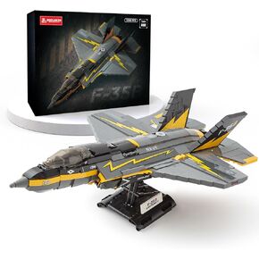 F-35b Fighter Jet Building Block Sets, Military Airplane Building Blocks for Adults, Airplane Building Bricks with Display Stand, Military Plane Building Set for Kids and Adults(1268 Pcs)