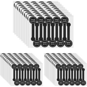 300 Pcs Handmade Food Baking Seal Stickers Labels, Adhesive Bakery Stickers for Packaging, Black Long Cake Label Stickers for Pastry Bags Lollipops Candy Sweat Bread