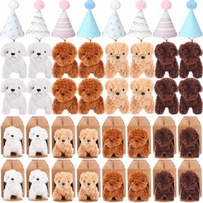 20 Pcs Mini Stuffed Animals Plush Toy Set Includes 20 Birthday Hats 20 Kraft Paper Boxes for Boys and Girls Animal Theme Birthday Party Supplies Favors Gifts (Light Brown) in Kuwait