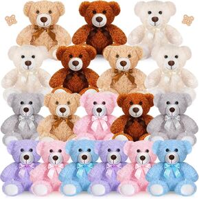 Zhanmai 18 Pcs 14 Inch Bears Stuffed Animal Bulk Gift Plush Bear Toys for Birthday Wedding Baby Shower Party Favor(Light Brown)