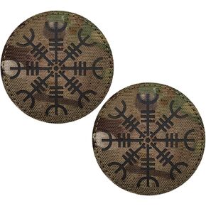 2 PCS AliPlus Viking Aegishjalmur Patches Helm of Awe Patches IR Infrared Reflective Patches Laser Cut Patches Tactical Morale Patch Hook and Loop(Round)