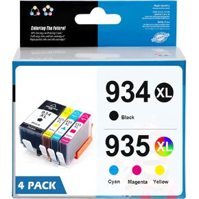 934XL 935XL Ink Cartridge Compatible with Hp Officejet 6810 6220 6812 6815 6820 Officejet Pro 6230 6830 6835 Series Printer 4 Pack (Black & C/M/Y)