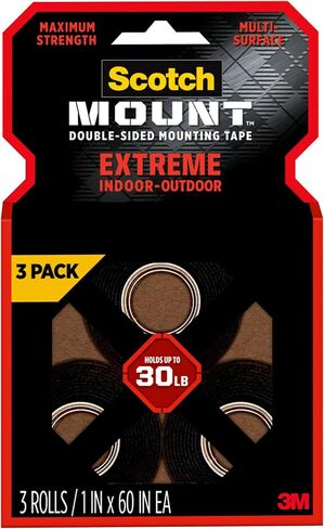 Scotch Double Sided Tape Heavy Duty, Black Extreme Mounting Tape, 3 Roll Adhesive Tapes, 1 in x 60 in Wall Tape in Kuwait