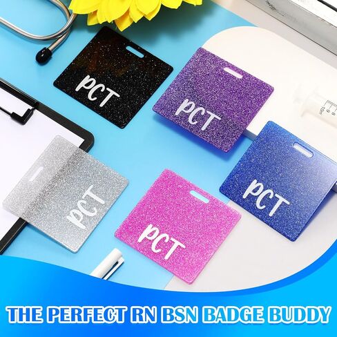 Lyrow 5 Pcs CNA Badge Holder in 5 Glitter Colors Retractable ID Name Identification Badge Nurse Nursing Accessories Reel Holder Gifts for Nurse Doctor Hospital Worker in Kuwait