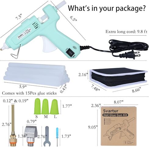 بندقية الغراء الساخن بالحجم الكامل مع مفتاح 60W/100W/OFF ، 9.8 قدمًا مسدسًا طويلًا للزول الصناعي الطويلة الطويلة مع فوهتين ، 15 عصا غراء ، مدفع غراء مزدوج ذوبان مزدوج ذو طاقة مزدوجة كبيرة مع حالة من الحرف ، الأرجواني. in Kuwait