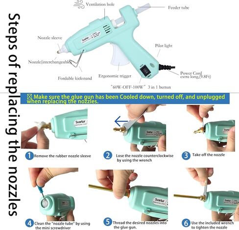 بندقية الغراء الساخن بالحجم الكامل مع مفتاح 60W/100W/OFF ، 9.8 قدمًا مسدسًا طويلًا للزول الصناعي الطويلة الطويلة مع فوهتين ، 15 عصا غراء ، مدفع غراء مزدوج ذوبان مزدوج ذو طاقة مزدوجة كبيرة مع حالة من الحرف ، الأرجواني. in Kuwait