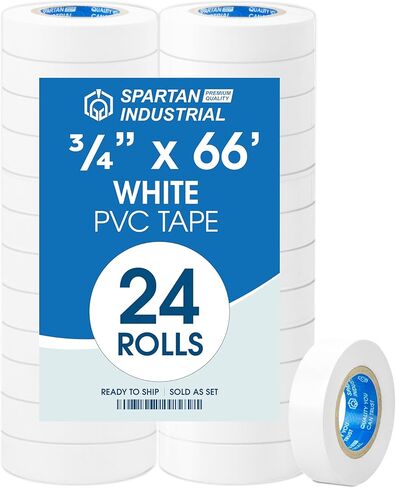 Spartan Industrial - 3/4" X 66' Red Vinyl Tape - 24 Rolls of Waterproof Colorful Electrical Tape for Color Coding, Cable Repair, and More in Kuwait