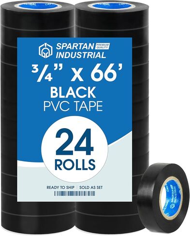 Spartan Industrial - 3/4" X 66' Red Vinyl Tape - 24 Rolls of Waterproof Colorful Electrical Tape for Color Coding, Cable Repair, and More in Kuwait