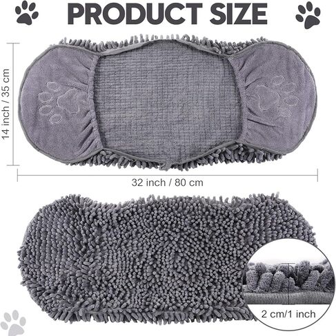 Newwiee 4 Pcs Large Dog Shammy Towel for Drying 32 x 14 in Microfiber Absorbent, Quick Drying Dog Bath Towel with Hand Pocket, Machine Washable for Pet Puppy Cleaning Shower Supplies(Grey) in Saudi Arabia