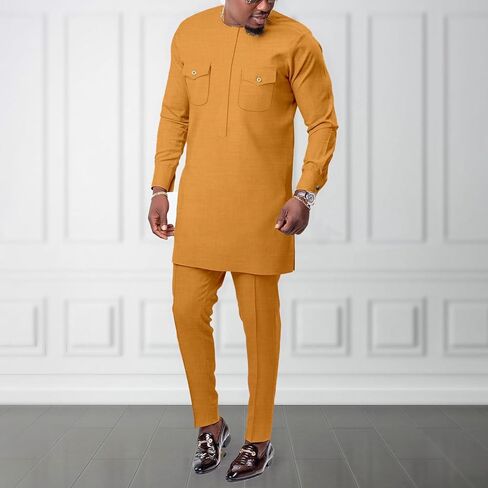 ملابس رجالية أفريقية مكونة من قطعتين طقم قميص وسروال نيجيري داشيكي بدلة بزي ملابس in Kuwait