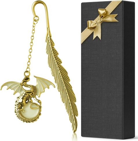 Vintage Feather Metal Bookmark, Unique Glow in The Dark Bookmark Gift for Men Women (Antique Silver Owl) in Kuwait