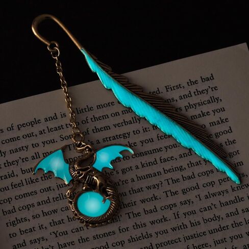 Vintage Feather Metal Bookmark, Unique Glow in The Dark Bookmark Gift for Men Women (Antique Silver Owl) in Kuwait