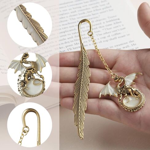 Vintage Feather Metal Bookmark, Unique Glow in The Dark Bookmark Gift for Men Women (Antique Silver Owl) in Kuwait