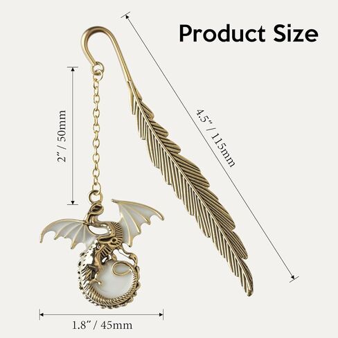 Vintage Feather Metal Bookmark, Unique Glow in The Dark Bookmark Gift for Men Women (Antique Silver Owl) in Kuwait