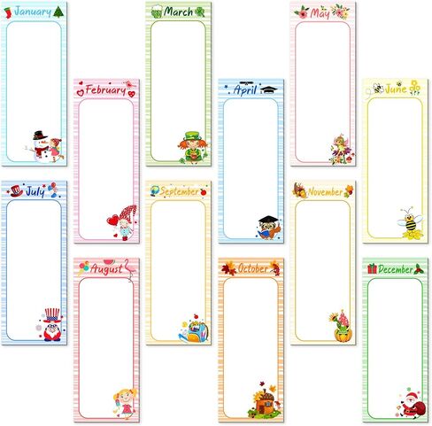 Gersoniel 12 Pads Magnetic Notepads for Refrigerator Set Magnetic to Do List Pads Back Memo Notepad 9 x 3.5 Inches for Fridge Kitchen Shopping Grocery(Pastel Color,Seasonal) in Saudi Arabia
