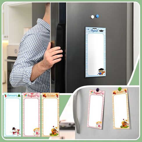 Gersoniel 12 Pads Magnetic Notepads for Refrigerator Set Magnetic to Do List Pads Back Memo Notepad 9 x 3.5 Inches for Fridge Kitchen Shopping Grocery(Pastel Color,Seasonal) in Saudi Arabia