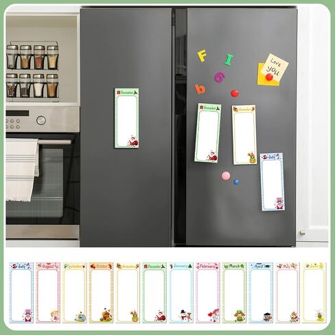 Gersoniel 12 Pads Magnetic Notepads for Refrigerator Set Magnetic to Do List Pads Back Memo Notepad 9 x 3.5 Inches for Fridge Kitchen Shopping Grocery(Pastel Color,Seasonal) in Saudi Arabia