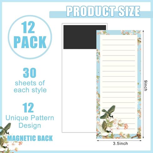 Gersoniel 12 Pads Magnetic Notepads for Refrigerator Set Magnetic to Do List Pads Back Memo Notepad 9 x 3.5 Inches for Fridge Kitchen Shopping Grocery(Pastel Color,Seasonal) in Saudi Arabia