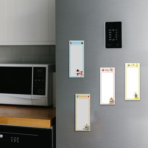 Gersoniel 12 Pads Magnetic Notepads for Refrigerator Set Magnetic to Do List Pads Back Memo Notepad 9 x 3.5 Inches for Fridge Kitchen Shopping Grocery(Pastel Color,Seasonal) in Saudi Arabia