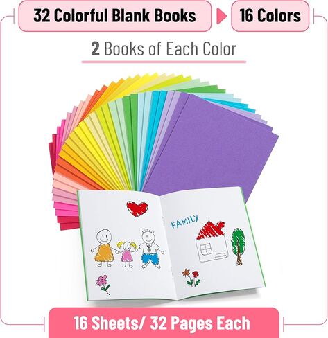Mr. Pen- Colorful Blank Books, 4.2" x 5.5", 32 Pages, 32 Pack, Blank Notebooks for Kids, Mini Notebooks for Kids, Mini Journal for Students, Blank Journal for Kids, Unlined Notebook, Kids Journal in Kuwait