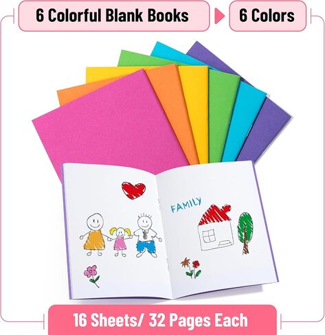 Mr. Pen- Colorful Blank Books, 4.2" x 5.5", 32 Pages, 32 Pack, Blank Notebooks for Kids, Mini Notebooks for Kids, Mini Journal for Students, Blank Journal for Kids, Unlined Notebook, Kids Journal in Kuwait