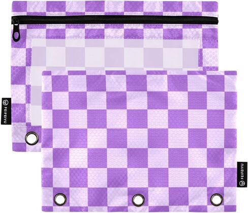 حقيبة قلم رصاص شبكية أرجوانية لثلاث رنين مع رابط مع سحاب 2 حزمة أكياس مستحضرات مستحضر مع نافذة صافية in Kuwait