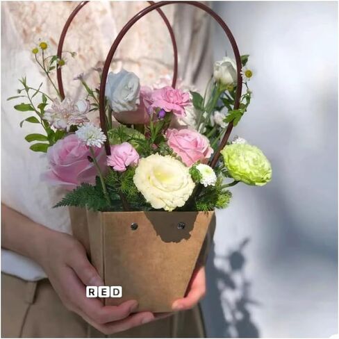 STKMELON 20Pack Kraft Paper Flower Gift Bags Bouquet Bags Box Waterproof Brown Paper Carrier Bags with Handle Tote Bags for Birthday Wedding Party Favors (T3-20Pack)… in Saudi Arabia