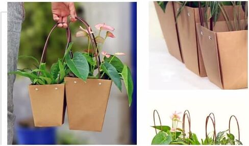 STKMELON 20Pack Kraft Paper Flower Gift Bags Bouquet Bags Box Waterproof Brown Paper Carrier Bags with Handle Tote Bags for Birthday Wedding Party Favors (T3-20Pack)… in Saudi Arabia