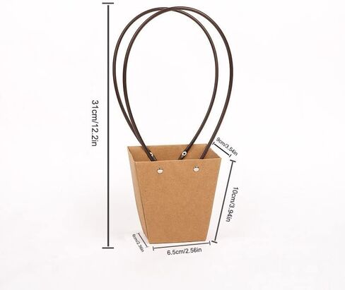 STKMELON 20Pack Kraft Paper Flower Gift Bags Bouquet Bags Box Waterproof Brown Paper Carrier Bags with Handle Tote Bags for Birthday Wedding Party Favors (T3-20Pack)… in Saudi Arabia