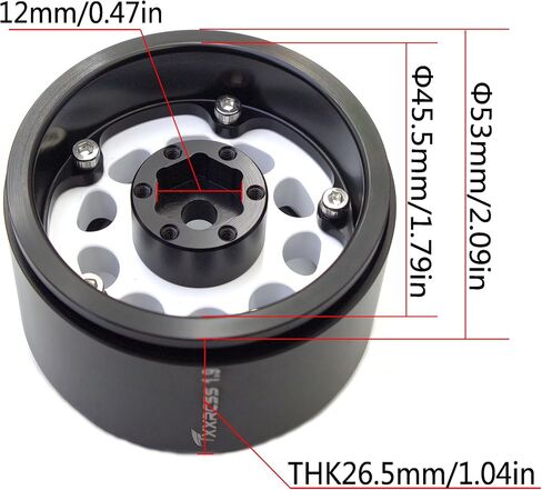 RC 1.9 بوصة عجلات Beadlock Rims Hex 12mm من الألومنيوم لـ TRX4 SCX10 Gen8 1/10 RC Crawler Remote Control Productories (White & Black) in Kuwait