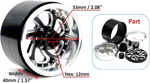 HOBBYSOUL 2.2 Beadlock Wheels Wide 40mm Adjustable Offset Rims for 1/10 RC Mud Crawler SCX10 Capra TRX4 Gen8 Everest gen 7 Pro Upgrades, HS701600 in Kuwait