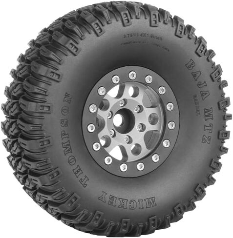 4PCS 1.55 Inch Aluminum Alloy 5Spoke Beadlock Wheel Rim Tyre and 95mm Rubber Tires Set for 1/10 RC Rock Crawler Car Upgrade Parts for Tamiya Axial AX90069 D90 TF2 CC01 LC70 (Grey Black) in Kuwait
