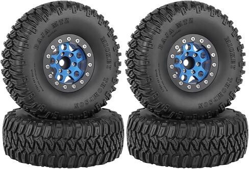 4PCS 1.55 Inch Aluminum Alloy 5Spoke Beadlock Wheel Rim Tyre and 95mm Rubber Tires Set for 1/10 RC Rock Crawler Car Upgrade Parts for Tamiya Axial AX90069 D90 TF2 CC01 LC70 (Grey Black) in Kuwait